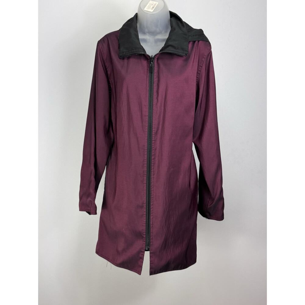 Magellan Reversible Jacket Womens Size 1 S/M Hood, Black and Wine USA